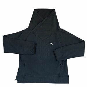 PUMA Black Performance Pullover Sweatshirt High Neck Zip Pockets Size L
